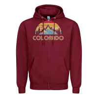 Burgundy Colorado Retro Vintage Mountains Nature Hiking Zipper Hoodie - minhPixels