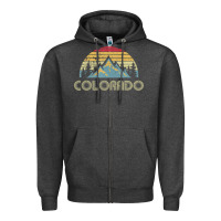 Charcoal Heather Colorado Retro Vintage Mountains Nature Hiking Zipper Hoodie - minhPixels