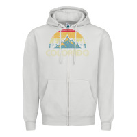 Dove Grey Colorado Retro Vintage Mountains Nature Hiking Zipper Hoodie - minhPixels