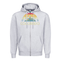 Heather Grey Colorado Retro Vintage Mountains Nature Hiking Zipper Hoodie - minhPixels