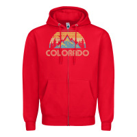 Red Colorado Retro Vintage Mountains Nature Hiking Zipper Hoodie - minhPixels