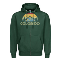 Sports Green Colorado Retro Vintage Mountains Nature Hiking Zipper Hoodie - minhPixels
