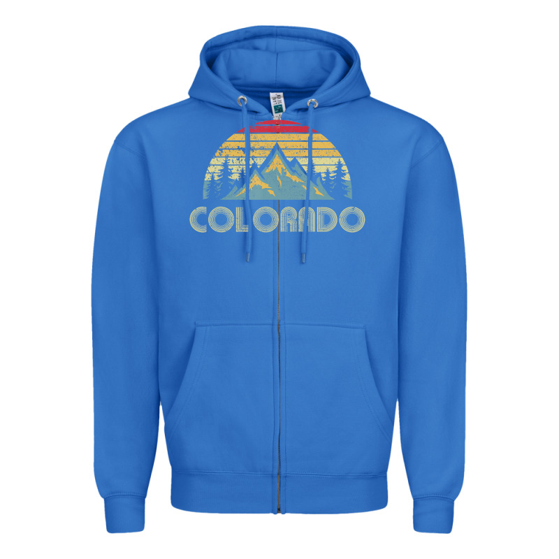 Colorado Retro Vintage Mountains Nature Hiking Zipper Hoodie by minhPixels | Teevron