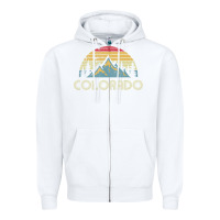White Colorado Retro Vintage Mountains Nature Hiking Zipper Hoodie - minhPixels