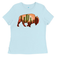 Baby Blue Cactus Bison Silhouette Ladies Tee - Bettercallsaul