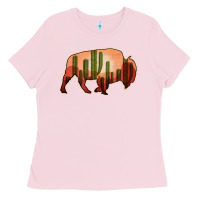Bubblegum Pink Cactus Bison Silhouette Ladies Tee - Bettercallsaul