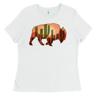 White Cactus Bison Silhouette Ladies Tee - Bettercallsaul