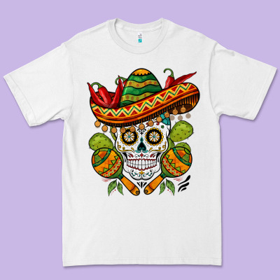 Sombrero Skull Premium Tee Designed By Barkaloodesign
