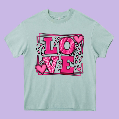 Love Leopard Frame Heavy Core Tee Designed By Lillyallendesigns