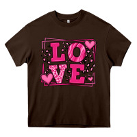 Chocolate Brown Love leopard frame Heavy Core Tee - LillyAllenDesigns