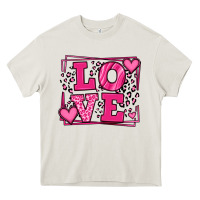 Cream Love leopard frame Heavy Core Tee - LillyAllenDesigns
