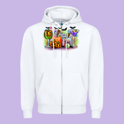 Halloween Zipper Hoodie Designed By Cowhidedigitalart