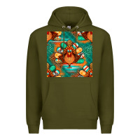 Army Green thanksgiving  turkey seamless pattern Premium Hoodie - BundleAndBundleShop