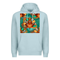 Blue Mist thanksgiving  turkey seamless pattern Premium Hoodie - BundleAndBundleShop