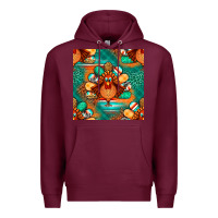 Burgundy thanksgiving  turkey seamless pattern Premium Hoodie - BundleAndBundleShop