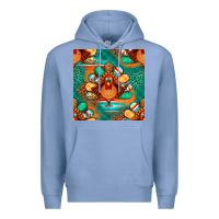 Colony Blue thanksgiving  turkey seamless pattern Premium Hoodie - BundleAndBundleShop
