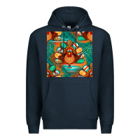 Navy thanksgiving  turkey seamless pattern Premium Hoodie - BundleAndBundleShop
