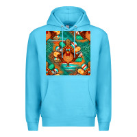 Ocean Blue thanksgiving  turkey seamless pattern Premium Hoodie - BundleAndBundleShop