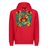 Red thanksgiving  turkey seamless pattern Premium Hoodie - BundleAndBundleShop