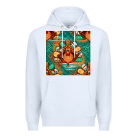 White thanksgiving  turkey seamless pattern Premium Hoodie - BundleAndBundleShop