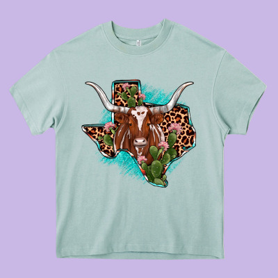 Texas Longhorn Texas Map Heavy Core Tee Designed By Jahusdesignshop