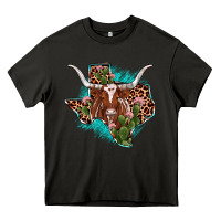 Asphalt texas longhorn texas map Heavy Core Tee - JahusDesignShop