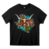 Black texas longhorn texas map Heavy Core Tee - JahusDesignShop