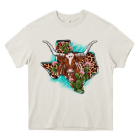 Cream texas longhorn texas map Heavy Core Tee - JahusDesignShop