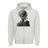 Dove Grey Vincent Van Gogh Skull of a SkeletonVintage Halloween Skull Zipper Hoodie - minhPixels