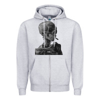Heather Grey Vincent Van Gogh Skull of a SkeletonVintage Halloween Skull Zipper Hoodie - minhPixels