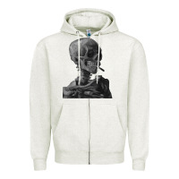 Oatmeal Heather Vincent Van Gogh Skull of a SkeletonVintage Halloween Skull Zipper Hoodie - minhPixels