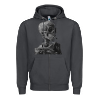 Smoke Vincent Van Gogh Skull of a SkeletonVintage Halloween Skull Zipper Hoodie - minhPixels