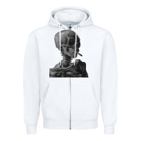 White Vincent Van Gogh Skull of a SkeletonVintage Halloween Skull Zipper Hoodie - minhPixels