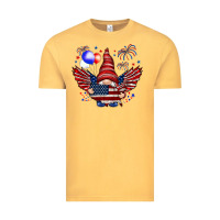 Vintage Mustard Gnome with 4th Of July elements Vintage Tee - HowdyJamesFarm