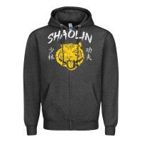 Charcoal Heather Tiger Shaolin Kung Fu Chinese Symbol Wushu Martial Arts Gift Zipper Hoodie - minhPixels
