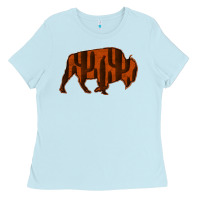 Baby Blue Red Cactus Bison Silhouette Ladies Tee - Bettercallsaul