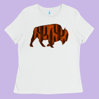 Red Cactus Bison Silhouette Ladies Tee Designed By Bettercallsaul