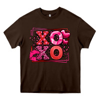 Chocolate Brown Xoxo Valentine's Day leopard frame Heavy Core Tee - LillyAllenDesigns