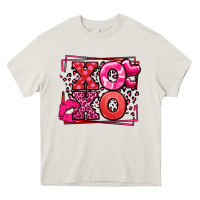 Cream Xoxo Valentine's Day leopard frame Heavy Core Tee - LillyAllenDesigns