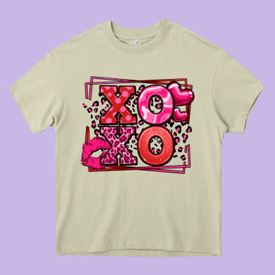 Xoxo Valentine's Day Leopard Frame Heavy Core Tee Designed By Lillyallendesigns