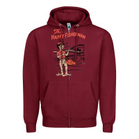 Burgundy Vintage The Happy Fisherman 2022 Fishing Mens Kids Zipper Hoodie - minhPixels