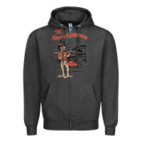Charcoal Heather Vintage The Happy Fisherman 2022 Fishing Mens Kids Zipper Hoodie - minhPixels