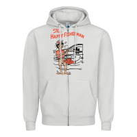 Dove Grey Vintage The Happy Fisherman 2022 Fishing Mens Kids Zipper Hoodie - minhPixels