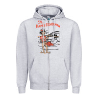 Heather Grey Vintage The Happy Fisherman 2022 Fishing Mens Kids Zipper Hoodie - minhPixels