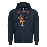 Navy Vintage The Happy Fisherman 2022 Fishing Mens Kids Zipper Hoodie - minhPixels