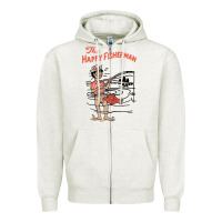 Oatmeal Heather Vintage The Happy Fisherman 2022 Fishing Mens Kids Zipper Hoodie - minhPixels