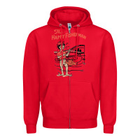 Red Vintage The Happy Fisherman 2022 Fishing Mens Kids Zipper Hoodie - minhPixels