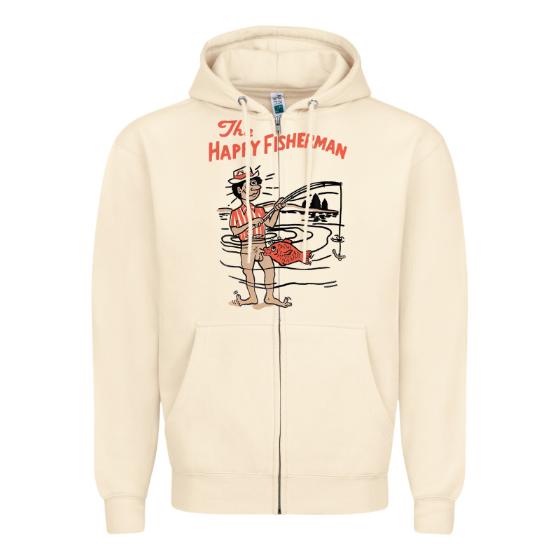 Vintage The Happy Fisherman 2022 Fishing Mens Kids Zipper Hoodie by minhPixels | Teevron
