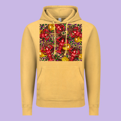 Mardi Gras Crawfish Vintage Hoodie Designed By Cowgirlartshop