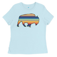 Baby Blue Aztec Bison Silhouette Ladies Tee - Bettercallsaul